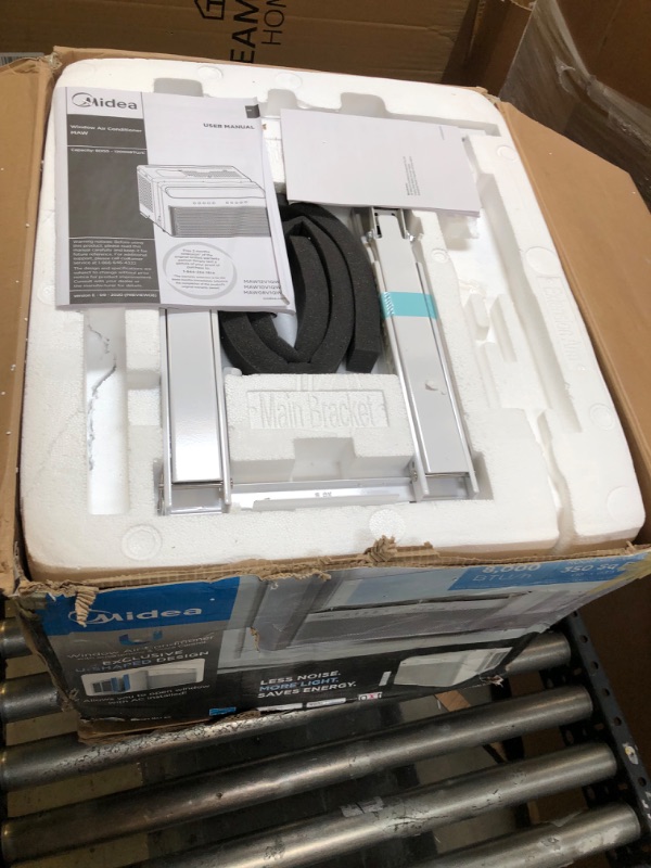 Photo 1 of Midea 8,000 BTU U-Shaped Smart Inverter Window Air Conditioner–Cools up to 350 Sq. Ft., Ultra Quiet with Open Window Flexibility, Works with Alexa/Google Assistant, 35% Energy Savings, Remote Control
