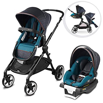 Photo 1 of Evenflo Gold SensorSafe Pivot Xpand, Smart Modular Travel System, Includes SecureMax Smart Infant Car Seat and Adjustable Toddler Seat, Fits Two Baby Seats, Fits Infants up to 55 Pounds, Sapphire
