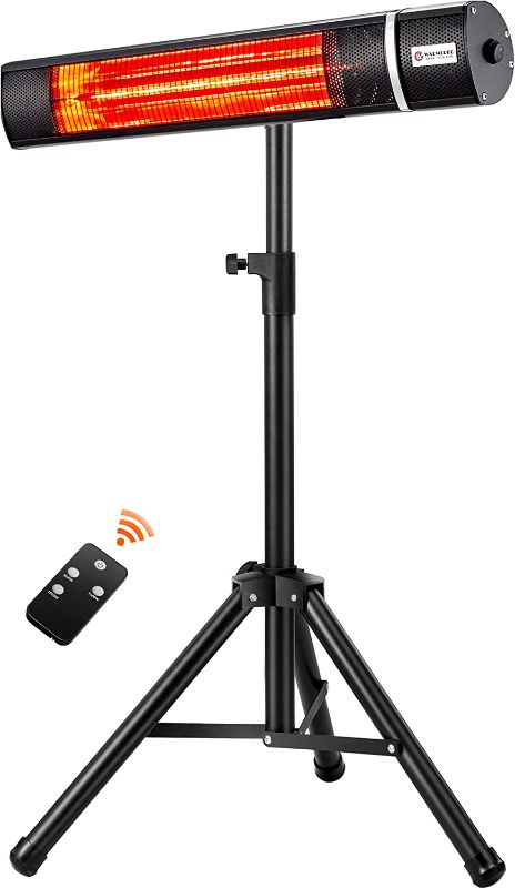 Photo 1 of WARMLREC Electric Patio Heater Infrared Heater Portable 1500W Adjustable Tripod Outdoor/ Indoor Golden Tube Heater
