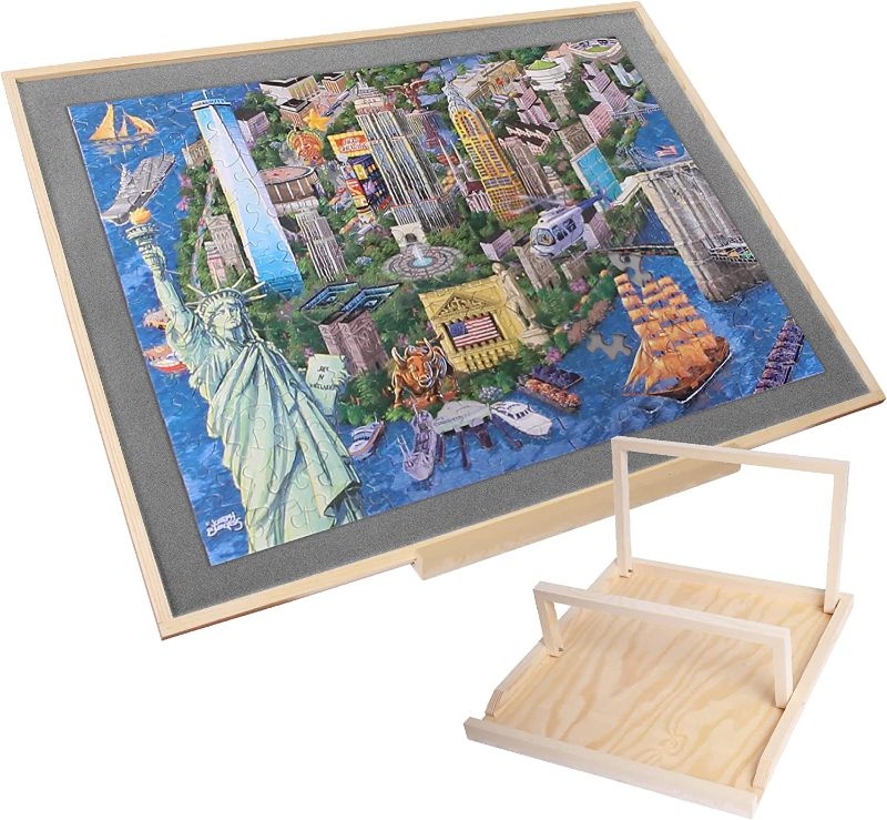 Photo 1 of Home and Mix Wooden Puzzle Board Portable Folds for Easy Storage Non-Slip Felt Work Surface Puzzle Board Table Accessory to Put Together Mat Puzzle Saver with Dust-Proof Cover