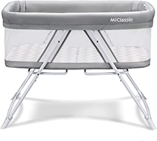 Photo 1 of MiClassic All mesh 2in1 Stationary&Rock Bassinet One-Second Fold Travel Crib Portable Newborn Baby (Crystal)