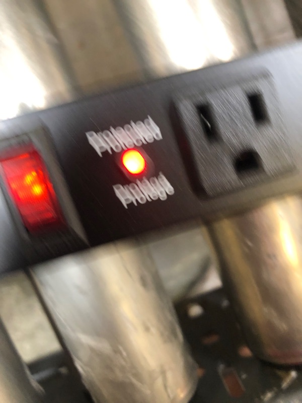 Photo 4 of Amazon Basics Heavy Duty Metal Surge Protector Power Strip with Mounting Brackets - 12-Outlet, 600-Joule (15A On/Off Circuit Breaker) & 3-Foot Extension Cord - 13 Amps, 125V - Black