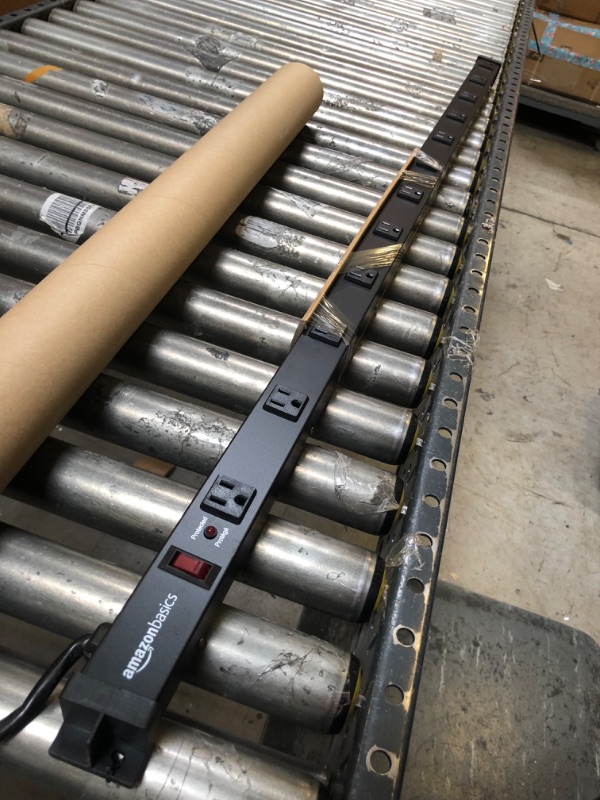 Photo 3 of Amazon Basics Heavy Duty Metal Surge Protector Power Strip with Mounting Brackets - 12-Outlet, 600-Joule (15A On/Off Circuit Breaker) & 3-Foot Extension Cord - 13 Amps, 125V - Black