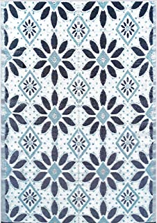 Photo 1 of BalajeesUSA Outdoor Patio Rugs clearance 6'x9' (183 cm x 274 cm) Sky Blue, Black, Grey 20331