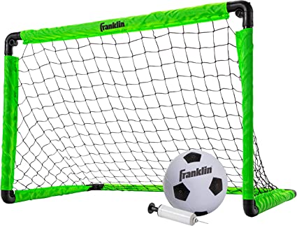 Photo 1 of Franklin Sports Kids Mini Soccer Goal Set - Backyard/Indoor Mini Net and Ball Set with Pump - Portable Folding Youth Soccer Goal Set - Neon Green - 36" x 24" (60156)
