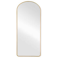 Photo 1 of 71 in. x 28 in. Modern Full Length Arch Mirror Metal Framed Decorative Mirror in Gold
