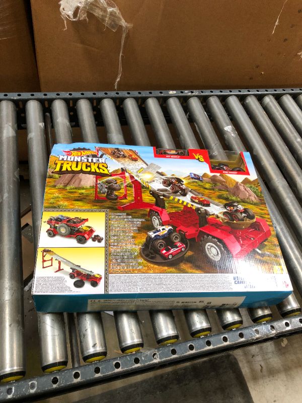 Photo 5 of ?Hot Wheels Monster Truck Downhill Race & Go Track Set, Includes Hot Wheels Monster Truck and Hot Wheels Car, Toys for Boys Age 4 to 8