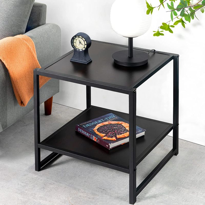 Photo 1 of ZINUS Dane 20 Inch Black Frame Side Table / End Table / Easy Assembly, Rich black wood grain (Espresso)
