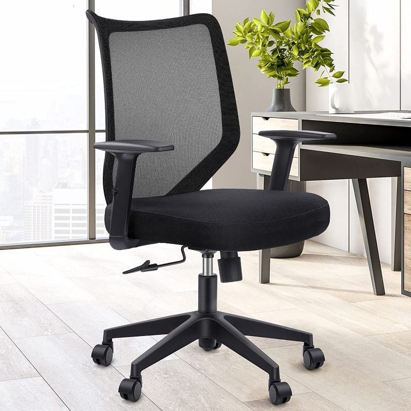 Photo 1 of Etasker Ergonomic Office Chair Home: Mesh Desk Chair with Adjustable Arms - Mid Back Computer Chairs for Women Adults - Swivel Task Chair Comfortable for Home Office (Black)
