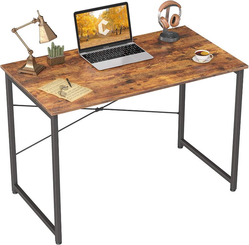 Photo 1 of Cubicubi Computer Desk 40" Home Office Laptop Desk Study Writing Table, Modern Simple Style, Brown
