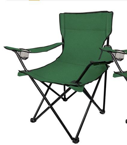 Photo 1 of Cambyso Camping Chairs Outdoor Chairs Foldable Portable Lawn Chair Ultra-Light Easy to Carry Fishing Chairs with Beverage Holder Heavy Duty Green
