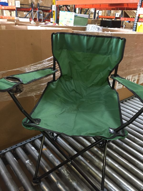 Photo 2 of Cambyso Camping Chairs Outdoor Chairs Foldable Portable Lawn Chair Ultra-Light Easy to Carry Fishing Chairs with Beverage Holder Heavy Duty Green
