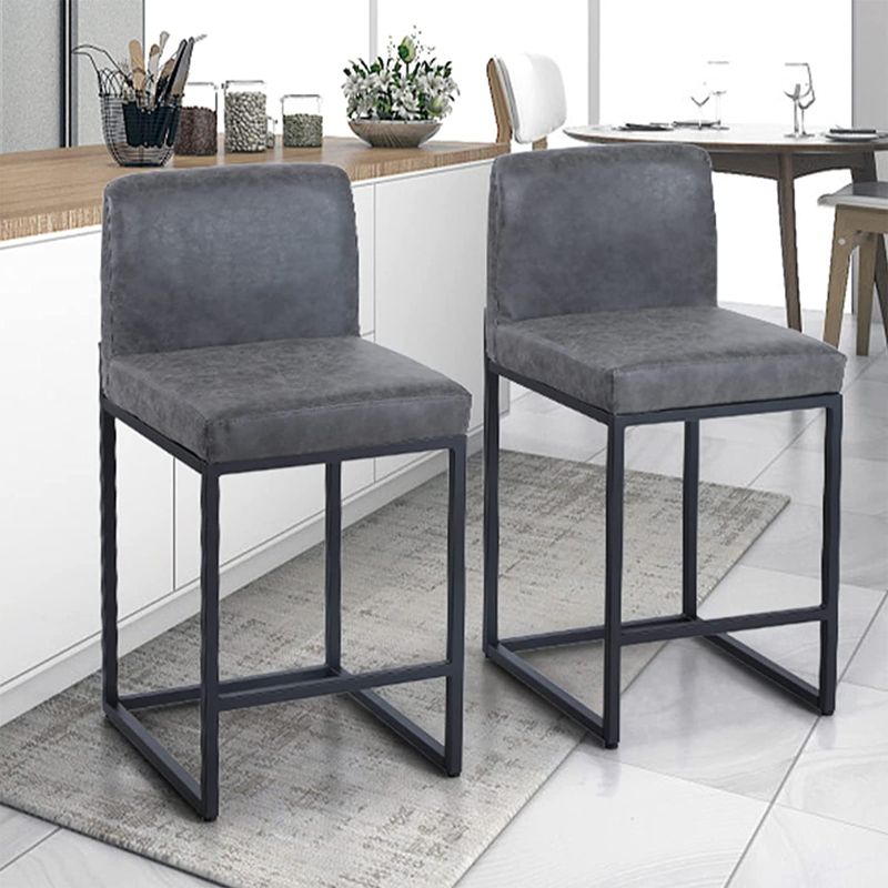 Photo 1 of ALPHA HOME 24” Set of 2 Bar Stools Counter Height Bar Stool Pu Leather Kitchen Modern Bar Stools with Backrest Upholstered Footrest Sturdy Chromed Metal Steel Frame,Grey.
