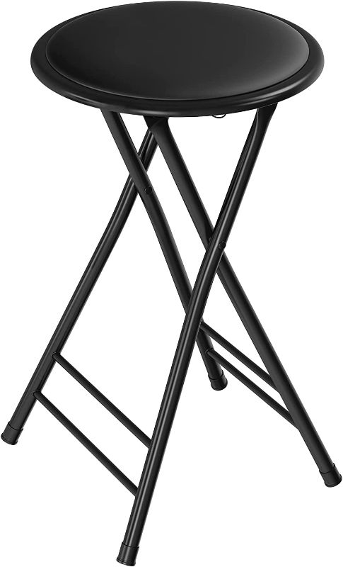 Photo 1 of 24-Inch Counter Height Bar Stool – Backless Folding Chair with 300lb Capacity for Kitchen, Recreation Room, or Game Room by Trademark Home (Black) Set of 1
