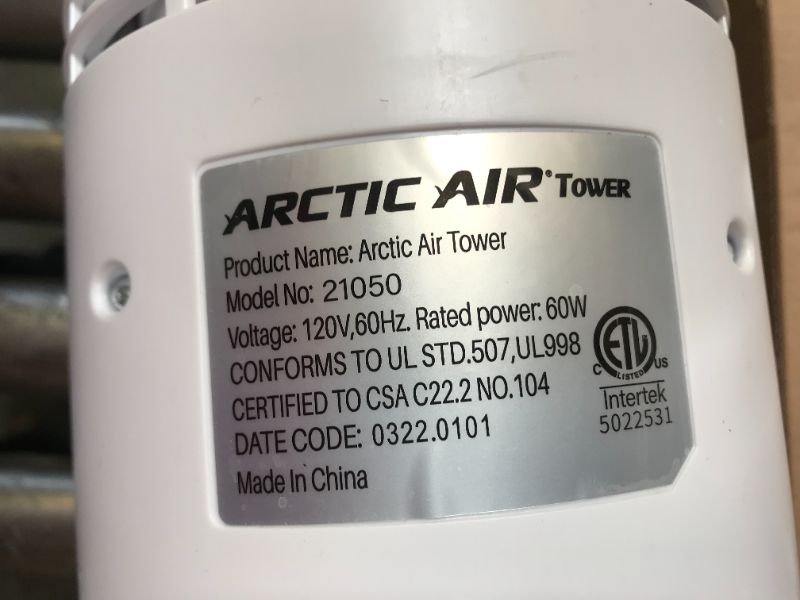 Photo 7 of Arctic Air Tower 2.0 Evaporative Air Cooler - Large Area Room Cooling, 4 Speed Settings, Quiet Oscillation, Space-Saving, Perfect for Bedroom, Living Room, Office & More
