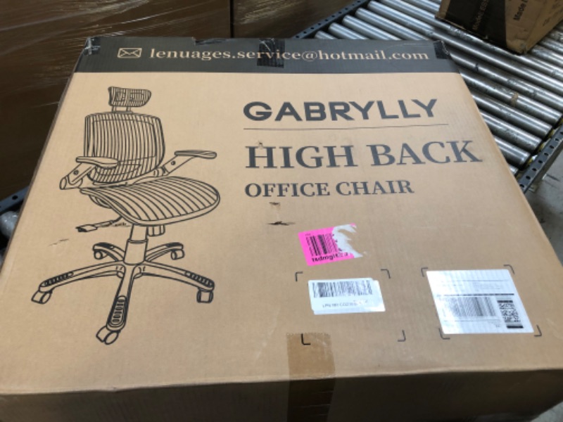 Photo 2 of Gabrylly Ergonomic Mesh Office Chair, High Back Desk Chair - Adjustable Headrest with Flip-Up Arms, Tilt Function, Lumbar Support and PU Wheels, Swivel Computer Task Chair, Grey

