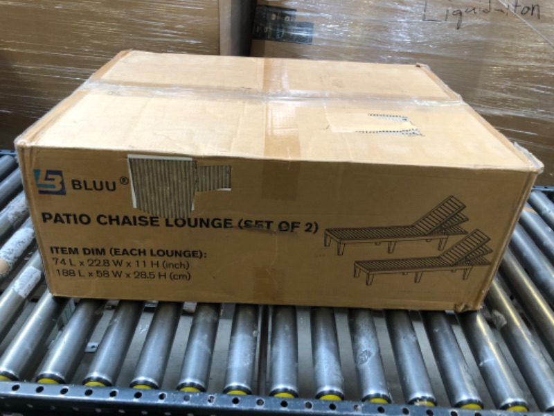 Photo 1 of BLUU Chaise Lounge Chairs for Outdoor Patio Use | Adjustable with 5 Positions | Wood Texture Design | Waterproof | Easy to Assemble | Max Weight 330 lbs | Set of 2
