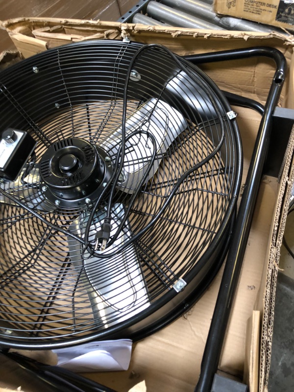 Photo 3 of Aain(R) AA011 24-Inch High Velocity Industrial Drum Fan, 7500 CFM Air Circulator for Warehouse, Garage, Workshop and Barn Use,Two-Speed, Black
