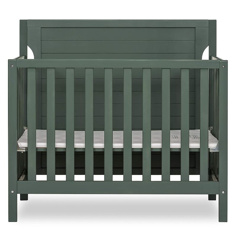Photo 1 of Dream On Me Bellport 4 in 1 Convertible Mini/Portable Crib I Mini Baby Crib I Includes 1.5 Mattress, Safari Green , 40x25x33 Inch (Pack of 1)
