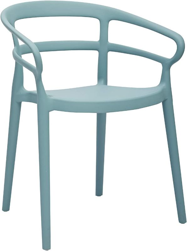 Photo 1 of Amazon Basics Light Blue, Curved Back Dining Chair-Set of 2, Premium Plastic
