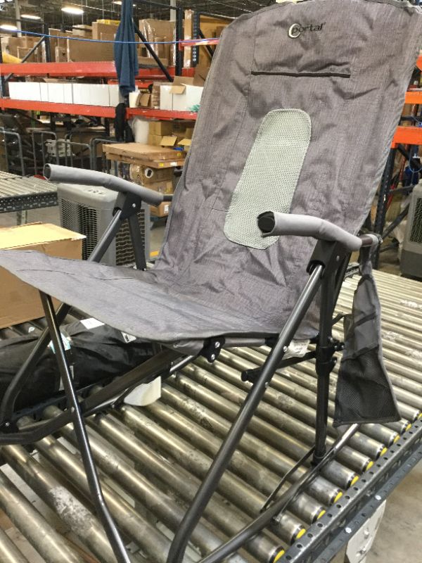 Photo 2 of 
PORTAL Oversized Quad Folding Camping Rocking Chair High Back Hard Armrest Carry Bag Included, Support 300 lbs (Dark Grey)