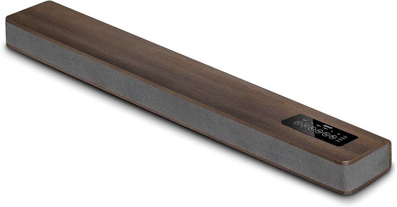 Photo 1 of Sound Bar for TV 2.1 CH Wooden Soundbar with Built-in Subwoofer, Bluetooth HDMI(ARC)/ Optical/Coaxial/RCA Connection, 4 EQ Modes Optional for Home Theater TV Speakers… (Brown)
