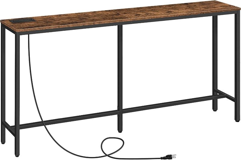 Photo 1 of ALLOSWELL Console Table with Power Outlet, 63’’ Narrow Sofa Table, Industrial Entryway Table with USB Ports, Behind Couch Table for Entryway, Hallway, Foyer, Living Room, Bedroom CTHR160E01
