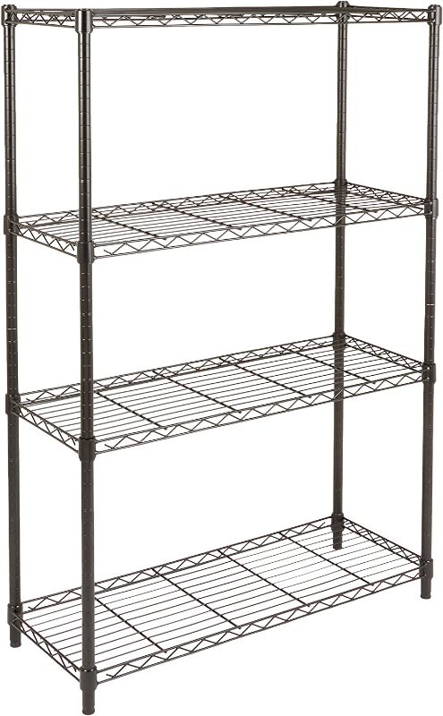 Photo 1 of Amazon Basics 4-Shelf Shelving Storage Unit, Metal Organizer Wire Rack, Black
