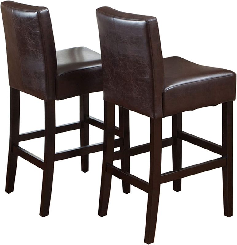 Photo 1 of Christopher Knight Home Lopez Leather Bar Stools, 2-Pcs Set, Brown
