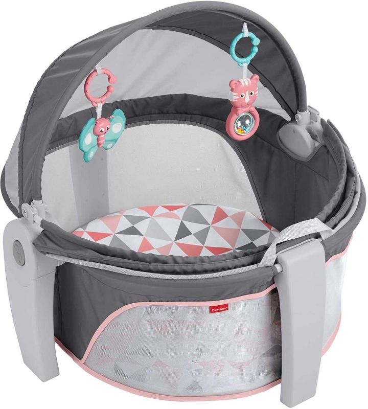 Photo 1 of Fisher-Price On-The-Go Baby Dome, Rosy Windmill, Grey/Pink
