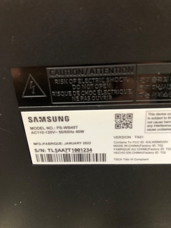 Photo 3 of SAMSUNG PS-WT45T Wireless Subwoofer black
SUBWOOFER ONLY 
