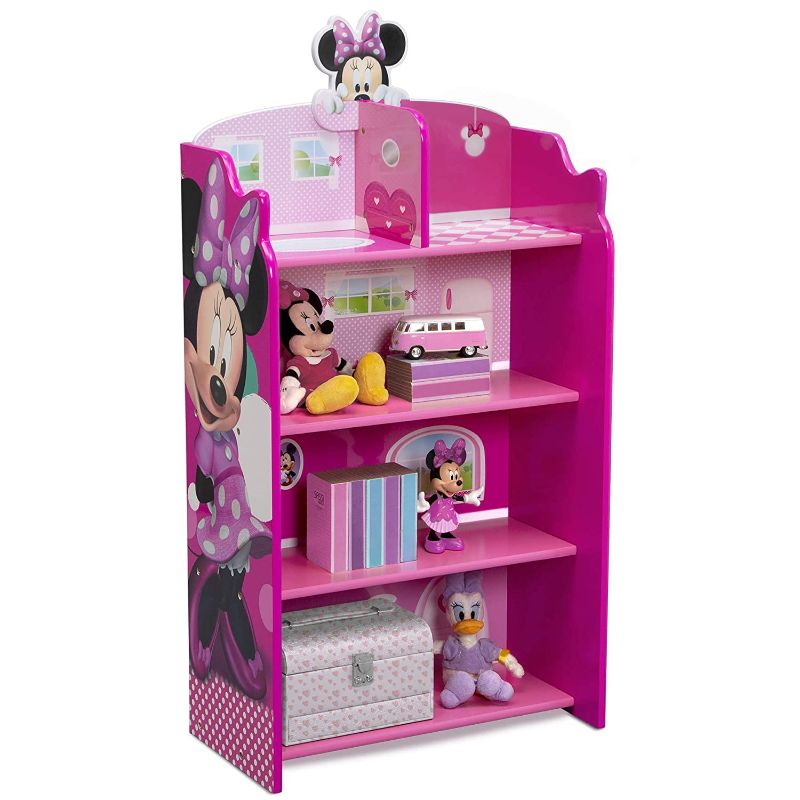 Photo 1 of Delta Children Wooden Playhouse 4-Shelf Bookcase for Kids - Greenguard Gold Certified, Minnie Mouse
