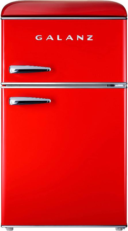 Photo 1 of Galanz GLR31TRDER Retro Compact Refrigerator, Mini Fridge with Dual Doors, Adjustable Mechanical Thermostat with True Freezer, Red, 3.1 Cu FT
