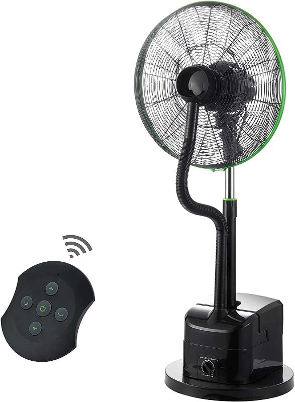 Photo 1 of Simple Deluxe 18 Inch Misting fan Adjustable height Oscillating Cooling Pedestal fan with Remote Control, Ideal for Backyards, Patios and More, Black
