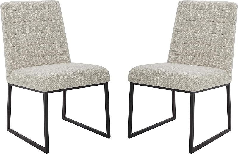 Photo 1 of Amazon Brand – Rivet Decatur Modern Upholstered Dining Chair, Set of 2, 21"W, Stucco
