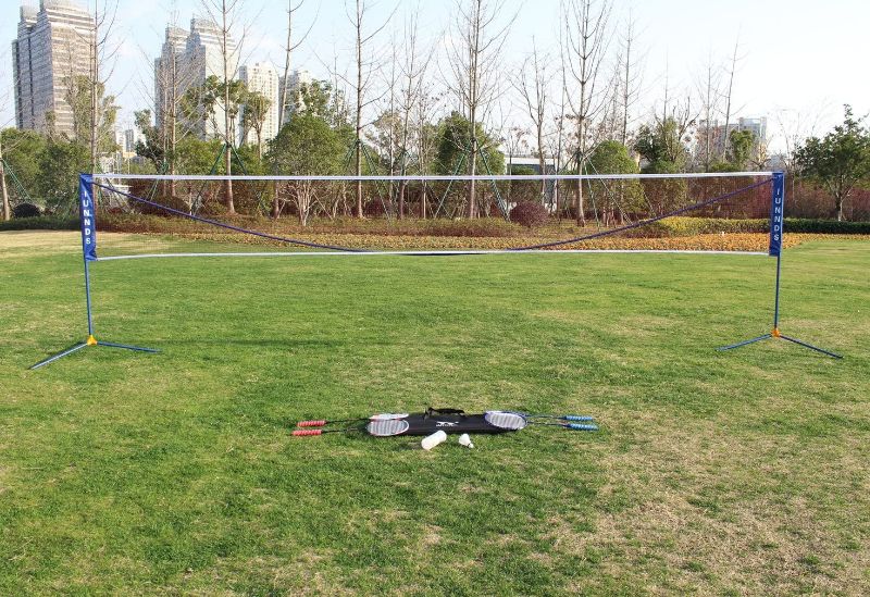 Photo 1 of KL KLB Sport Badminton Net Set, Large Portable Height Adjustable Volleyball Badminton Tennis Pickleball Net Set with Poles for Indoor Outdoor
