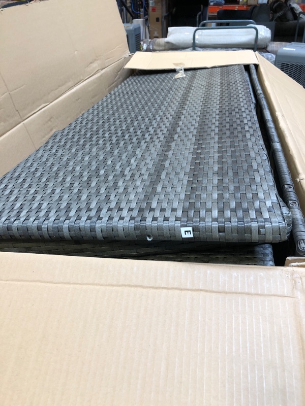 Photo 1 of ***BOX 1 OF 2***  MISSING BOX 2***5-piece Outdoor UV-Resistant Patio Sofa Set with Storage Bench All Weather PE Wicker Furniture Coversation Set with Glass Table, Gray