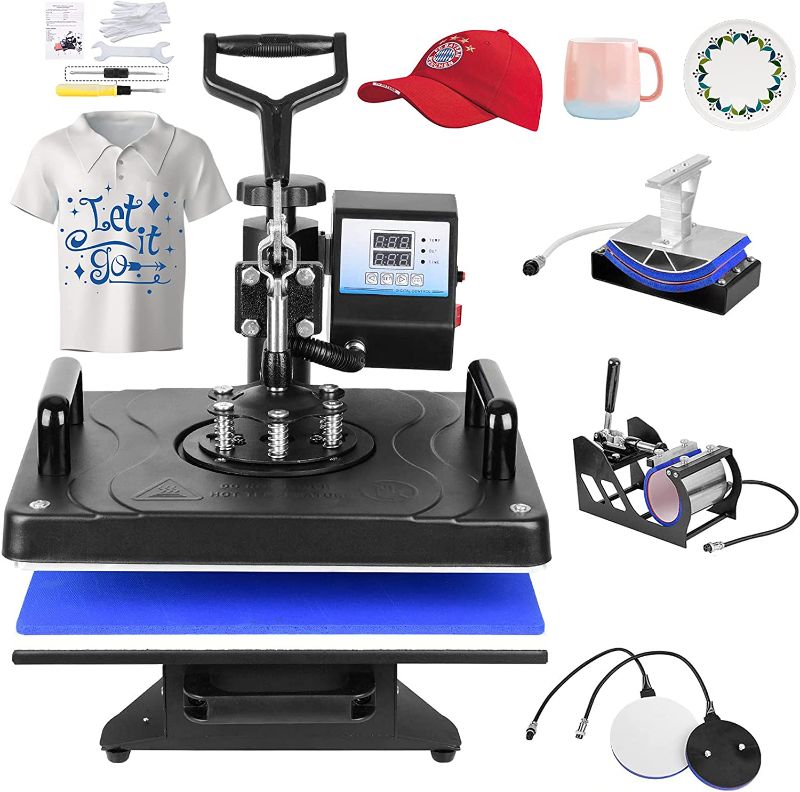 Photo 1 of 5 in 1 Heat Press 12 X 15 Inch Heat Press Machine,Swing Away Heat Press Transfer Sublimation for T Shirt Hat Mug Cap Plate, 360 Degree
