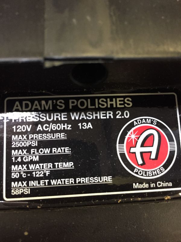 Photo 4 of Adam's Electric Pressure Washer 2.0 - Powerful 1.4 GPM 2000 PSI Car Wash Pressure Washer Sprayer | Snub Nose & Tip Attachment | Use W/ Car Soap | Patio Boat RV Motorcycle Car Garage Deck (2.0 Machine)
