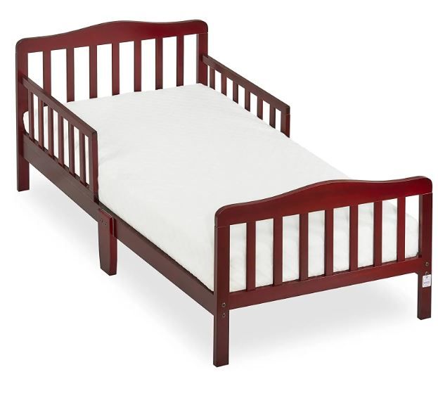 Photo 2 of Dream On Me Classic Design Toddler Bed in Cherry, Greenguard Gold Certified 57x28x30 Inch (Pack of 1)
