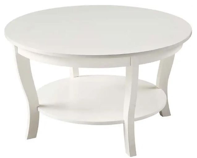 Photo 2 of Convenience Concepts American Heritage Round Coffee Table, White
