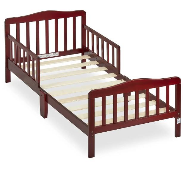 Photo 2 of Dream On Me Classic Design Toddler Bed in Cherry, Greenguard Gold Certified 57x28x30 Inch (Pack of 1)
