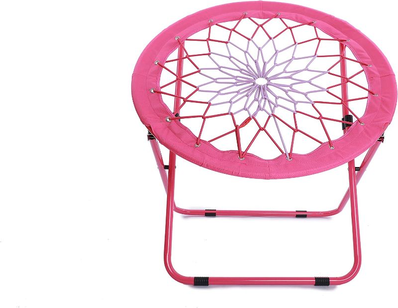 Photo 1 of Camp Field Camping and Room Bungee Folding Dish Chair for Room Garden and Outdoor (Pink)
