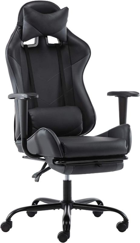 Photo 1 of Black Gaming Chair with Footrest Ergonomic High Back Computer Office Racing Chair Headrest Swivel Rocking