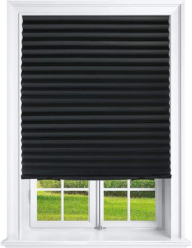 Photo 1 of Mirrotek Pleated Window Paper Shades Room Darkening Blinds Black 36" x 69" (Pack of 6 Temporary Shades)
