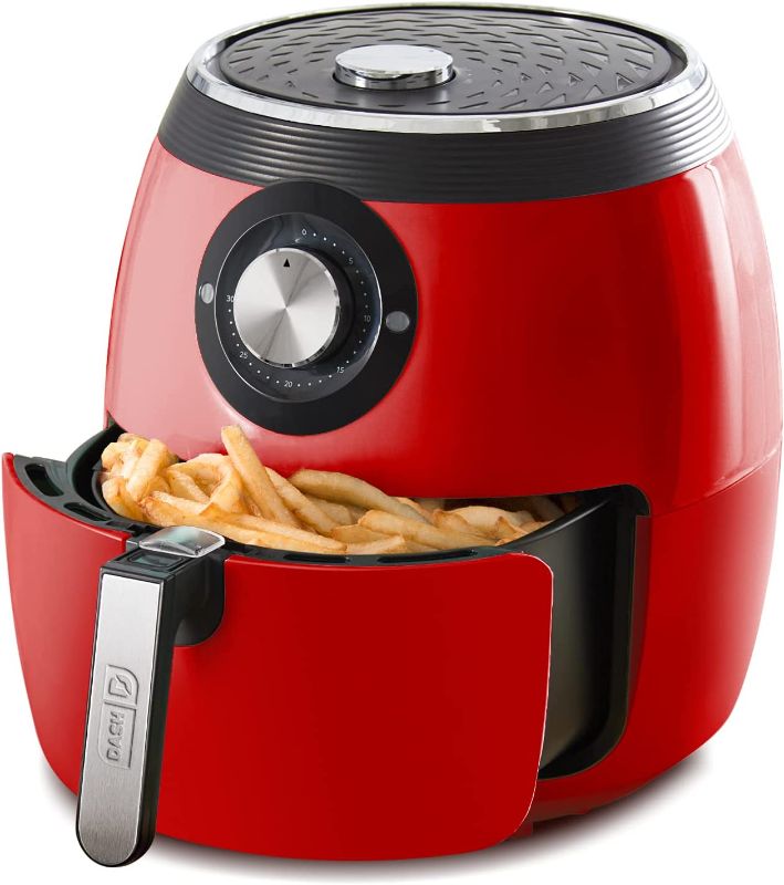 Photo 1 of Dash Deluxe Electric Air Fryer + Oven Cooker with Temperature Control, Non-stick Fry Basket, Recipe Guide + Auto Shut off Feature, 1700-Watt, 6 Quart - Red
