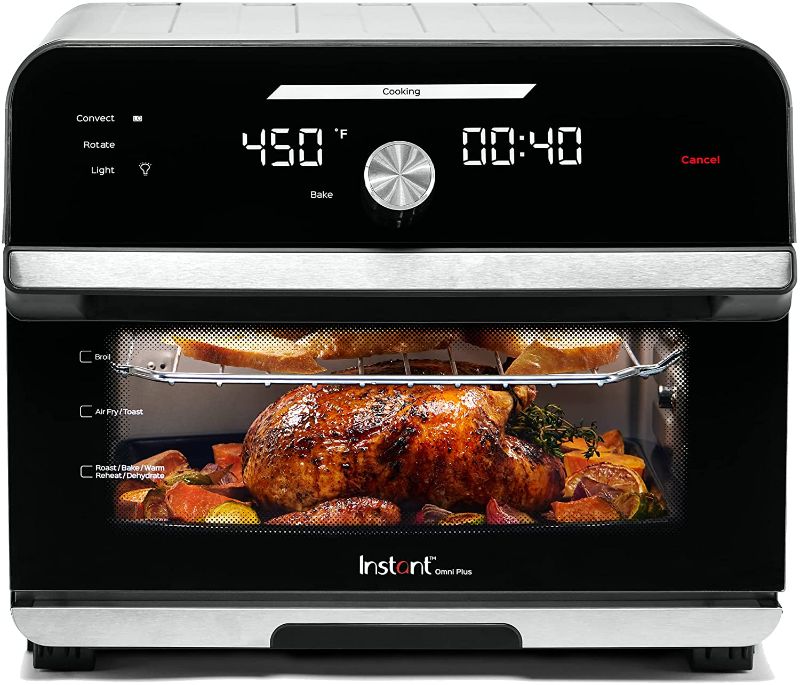 Photo 1 of Instant Omni Plus 19-QT Air Fryer Toaster Oven Combo, 10-in-1, Rotisserie Oven, Convection Oven, Dehydrator, Roaster, Reheater, Fits a 12" Pizza, Free App with Over 1900 Recipes, Stainless Steel
