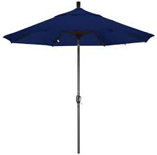 Photo 1 of 9 ft. Aluminum Auto Tilt Patio Umbrella in Navy Blue Olefin
