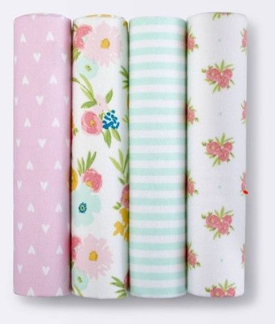 Photo 1 of Flannel Baby Blankets Floral Fields 4pk - Cloud Island™

