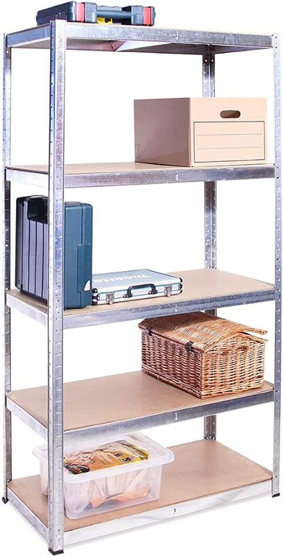 Photo 1 of Garage Shelving Units - 71"H x 35"L x 16"W - Heavy Duty Racking - Shelves for Storage -1 Bay - Galvanised Steel - 5 Tier - 2000LB Capacity (400LB Per Shelf) - Workshop, Shed, Office 